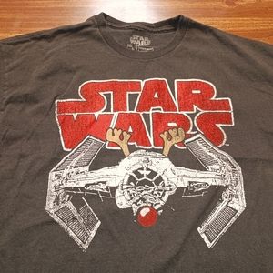 STAR WARS CHRISTMAS T-SHIRT - Large // Xmas Rudolf Disney Tie Fighter Funny